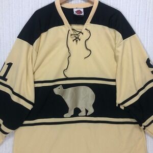 K1 Sportswear Hockey Jersey Yellow Black Polar Bear Lace Up Mens XL 91
